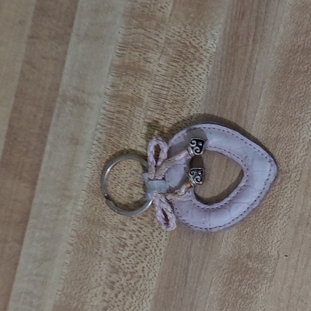 ❤️ Silver & Pink Leather Heart Keychain